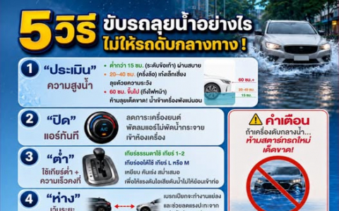 5 วิธี ขับรถลุยน้ำอย่างไรไม่ให้รถดับกลางทาง
