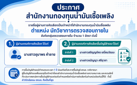 ประกาศผู้ผ่านการคัดเลือก