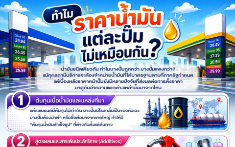 ทำไมราคาน้ำมัน แต่ละปั๊มไม่เหมือนกัน