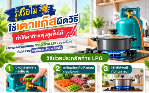 รู้หรือไม่ ใช้เตาแก๊สผิดวิธี ทำให้ค่าก๊าซพุ่งสูงขึ้นได้