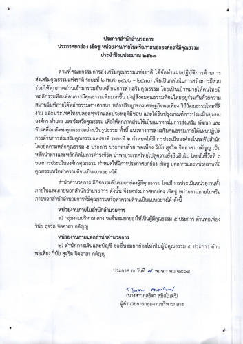 ประกาศยกย่องหน่วยงาน