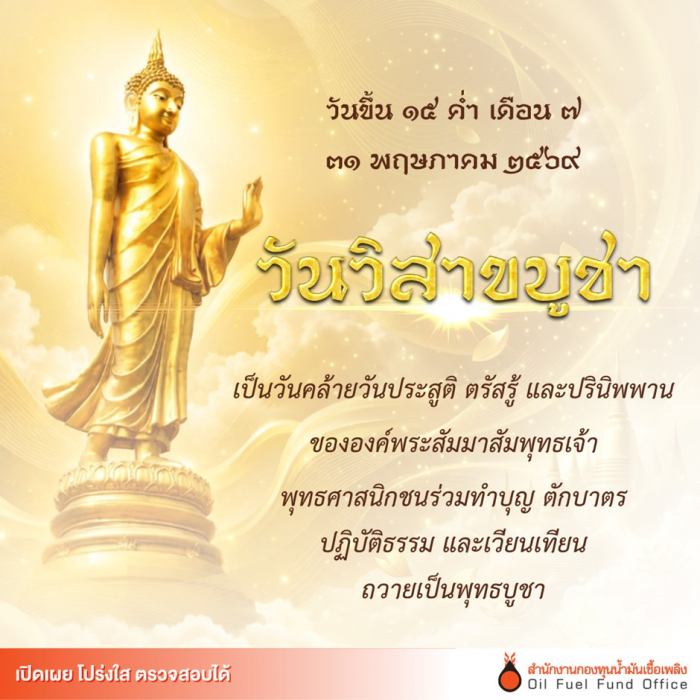 31 พฤษภาคม 2569 วันวิสาขบูชา